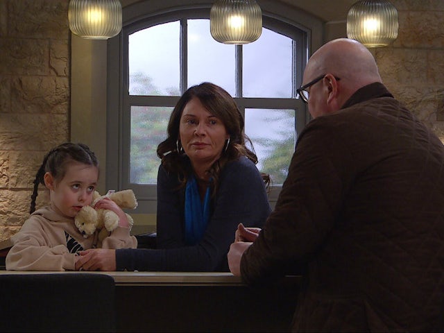 Eve, Chas and Paddy on Emmerdale on January 31, 2024