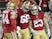 San Francisco 49ers running back Christian McCaffrey (23) celebrates scoring a touchdown on January 20, 2024