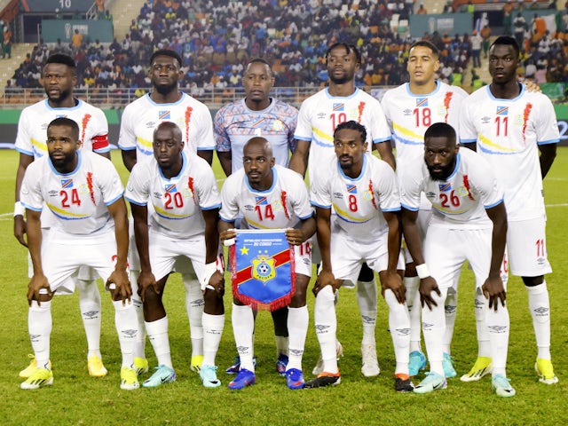DR Congo players pose for a team group photo before the match on January 24, 2024