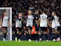 Fulham's Tim Ream, Rodrigo Muniz, Andreas Pereira, Harry Wilson and Sasa Lukic remonstrate to referee Jarred Gillett on January 27, 2024