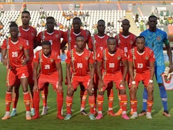 Guinea-Bissau players pose for a team group photo before the match on January 22, 2024