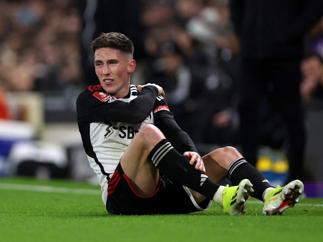 Fulham's Harry Wilson reacts after sustaining an injury on January 27, 2024