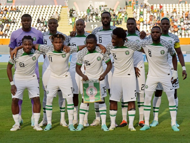 Các cầu thủ Nigeria chụp ảnh tập thể trước trận đấu ngày 22/1/2024
