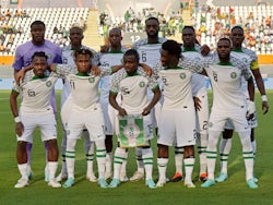 Nigeria players pose for a team group photo before the match on January 22, 2024