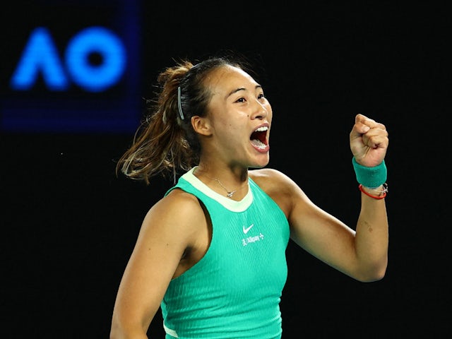 Qinwen Zheng reacts at the Australian Open on January 24, 2024