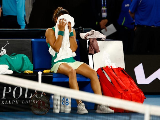 Qinwen Zheng reacts after losing the Australian Open final on January 26, 2024
