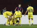 Villarreal's Jose Luis Morales celebrates scoring their fifth goal with teammates on January 27, 2024
