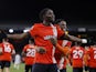 Luton Town's Elijah Adebayo celebrates scoring their first goal  on January 30, 2024