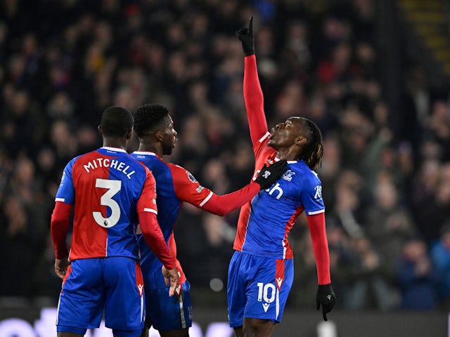 Crystal Palace's Eberechi Eze celebrates scoring their second goal on January 30, 2024