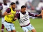 West Ham United's Said Benrahma and Pablo Fornals during the warm up before the match on August 31, 2022