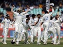 India celebrate taking an England wicket in second Test on February 5, 2024.