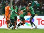 Nigeria's William Troost-Ekong celebrates scoring against Ivory Coast on February 11, 2024