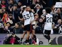 Fulham's Rodrigo Muniz celebrates scoring with Antonee Robinson and Willian on February 10, 2024