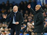 Everton manager Sean Dyche and Manchester City manager Pep Guardiola on December 27, 2023
