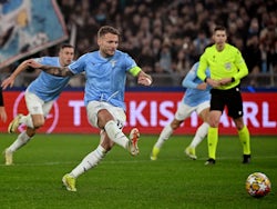 Lazio's Ciro Immobile scores their first goal from the penalty spot on February 14, 2024