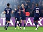 Paris Saint-Germain's Fabian Ruiz and Ousmane Dembele celebrate their second goal on February 10, 2024