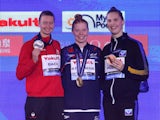 Gold medallist Britain's Laura Stephens celebrates with her medal after winning the women's 200m butterfly on February 15, 2024