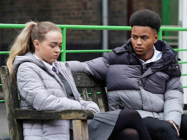 Amy and Denzel on EastEnders on February 27, 2024