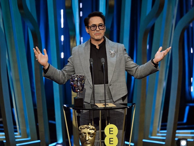 Robert Downey Jr collects a BAFTA on February 18, 2024