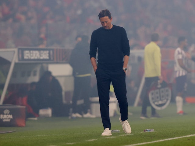 Benfica coach Roger Schmidt looks dejected on February 15, 2024