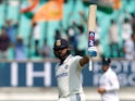 India batsman Rohit Sharma celebrates century against England on February 15, 2024.