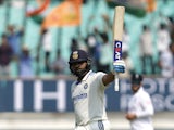 India batsman Rohit Sharma celebrates century against England on February 15, 2024.