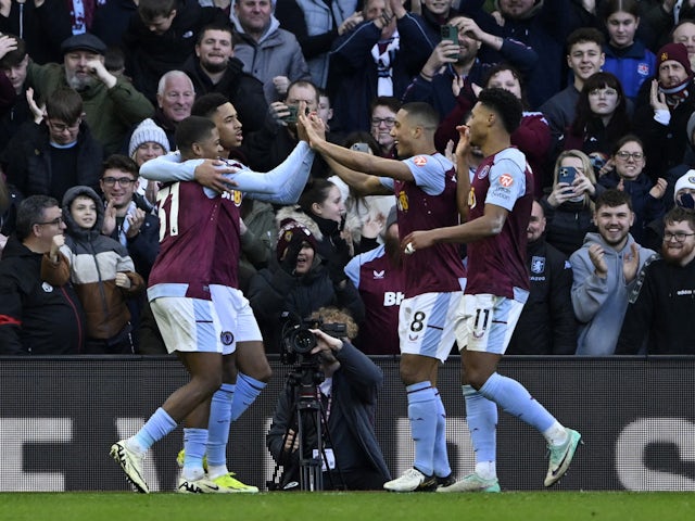 Sports Aston Villa's Leon Bailey celebrates scoring their fourth arrangement with teammates on February 22, 2024