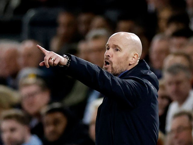Manchester United manager Erik ten Hag reacts on February 18, 2024