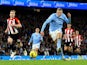 Manchester City's Erling Haaland scores their first goal on February 20, 2024