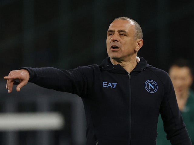 Napoli coach Francesco Calzona reacts on February 21, 2024