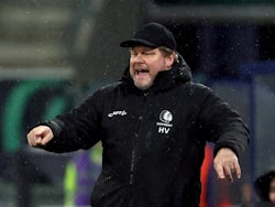 Gent coach Hein Vanhaezebrouck reacts on February 21, 2024