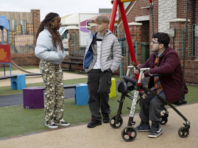 Sabrina, Max and Bobby on Coronation Street on March 22, 2024
