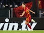 AS Roma's Edoardo Bove celebrates scoring their first goal on October 26, 2023