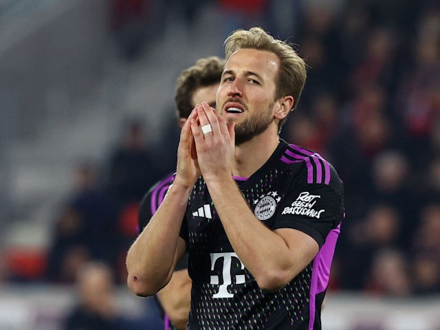 Bayern Munich's Harry Kane reacts after a missed chance on March 1, 2024