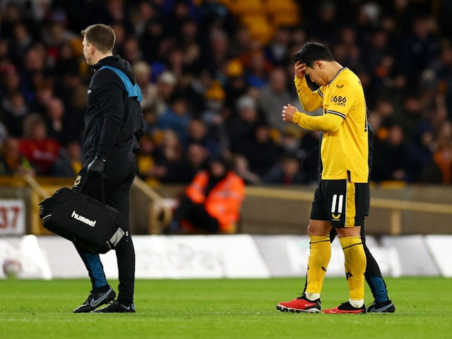 Wolverhampton Wanderers' Hwang Hee-chan is substituted after sustaining an injury on February 28, 2024