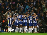 Porto's Wendell celebrates scoring their third goal with teammates on March 3, 2024