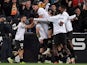 Valencia players celebrates after Roman Yaremchuk scores their second goal on March 2, 2024