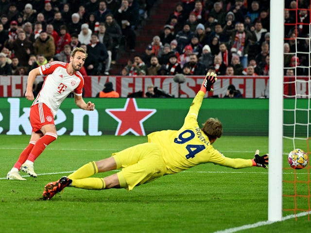 Bayern Munich's Harry Kane scores his second goal on March 5, 2024