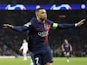 Paris Saint-Germain's Kylian Mbappe celebrates scoring their first goal on March 5, 2024