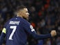 Paris Saint-Germain's Kylian Mbappe celebrates scoring their second goal on March 5, 2024