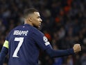 Paris Saint-Germain's Kylian Mbappe celebrates scoring their second goal on March 5, 2024