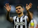 Newcastle United's Bruno Guimaraes acknowledges fans after the match  on March 2, 2024