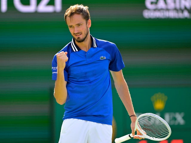 Daniil Medvedev reacts at the Indian Wells Masters on March 14, 2024