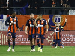 Montpellier's Teji Savanier celebrates scoring their second goal on March 17, 2024
