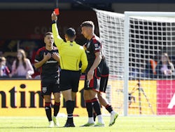 DC United midfielder Pedro Santos (7) receives a red card on March 16, 2024