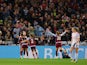 Aston Villa Women's Ebony Salmon celebrates scoring their first goal with teammates on March 24, 2024
