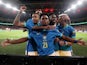 Brazil's Endrick celebrates scoring their first goal on March 23, 2024