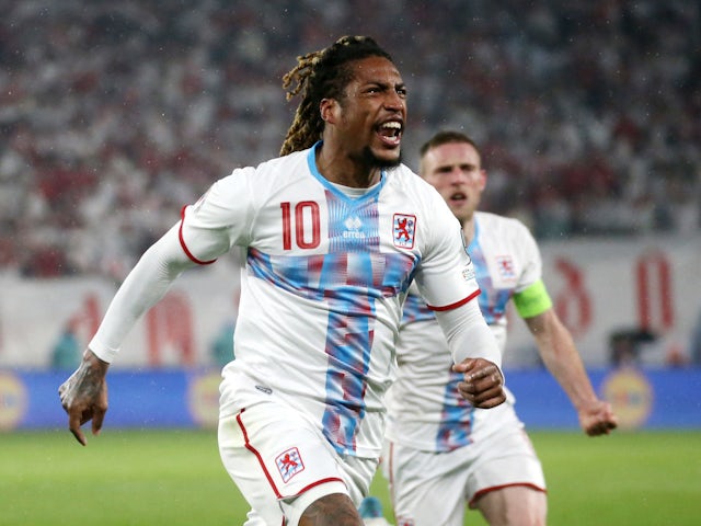 Luxembourg's Gerson Rodrigues celebrates scoring a goal later disallowed on March 21, 2024