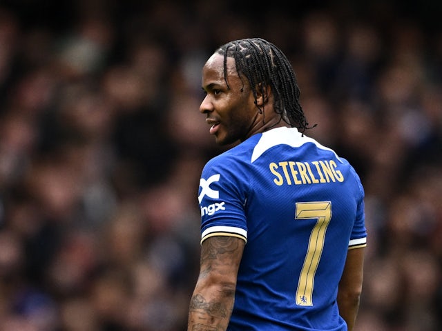Raheem Sterling in action for Chelsea on March 17, 2024.