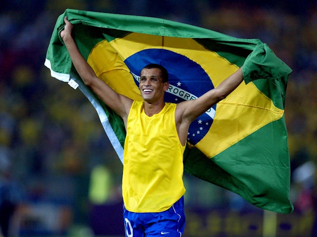 Brazil's Rivaldo celebrates winning the World Cup in 2002